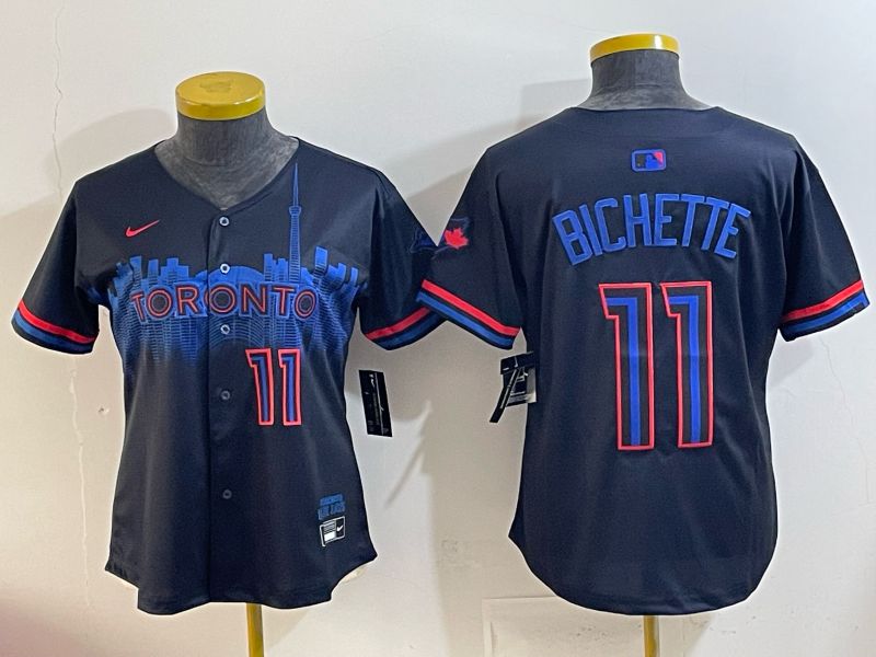 Women 2025 Toronto Blue Jays #11 Bichette black Joint Name Nike MLB Jersey style 002